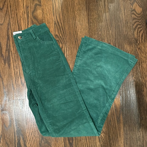 Princess Polly Flare Green Corduroy Pants - Picture 1 of 2